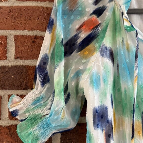 NWT Jade Melody Tam Maxi Dress XS | Watercolor Print | Tiered Swiss Dot - Picture 7 of 8